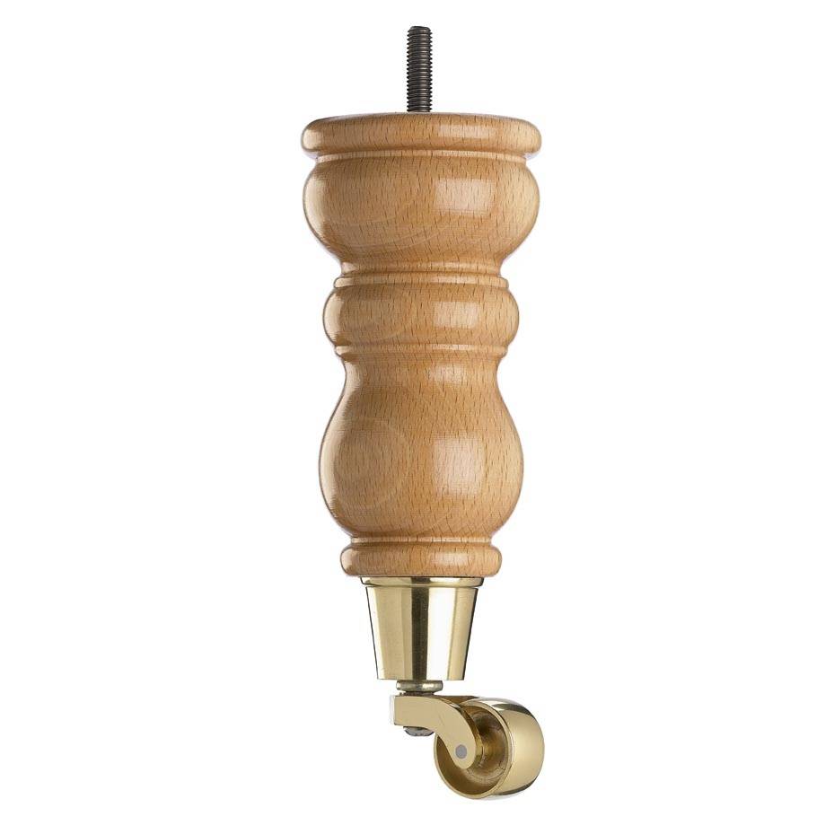 Wooden Sofa Leg with Fitted Brass Castor