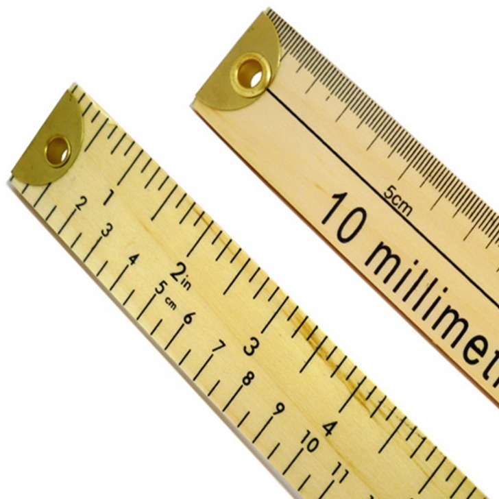 Dual Marked Double Sided Wooden Brass End Rule (39", 100cm)