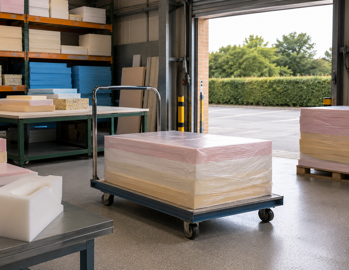 Collection service for foam sheets, cut pieces and upholstery supplies